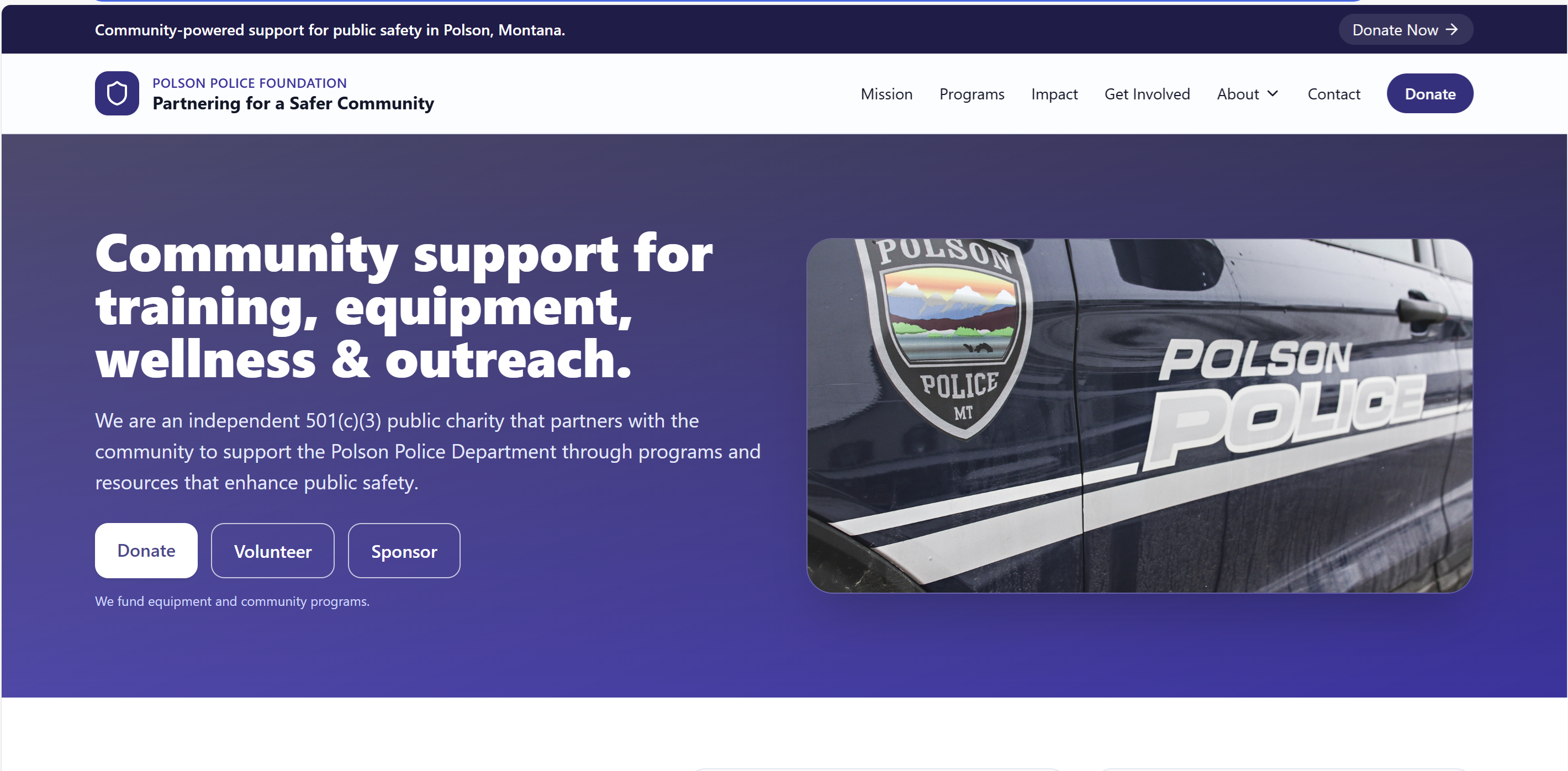 Polson Police Foundation website – Community support for training, equipment, wellness & outreach.